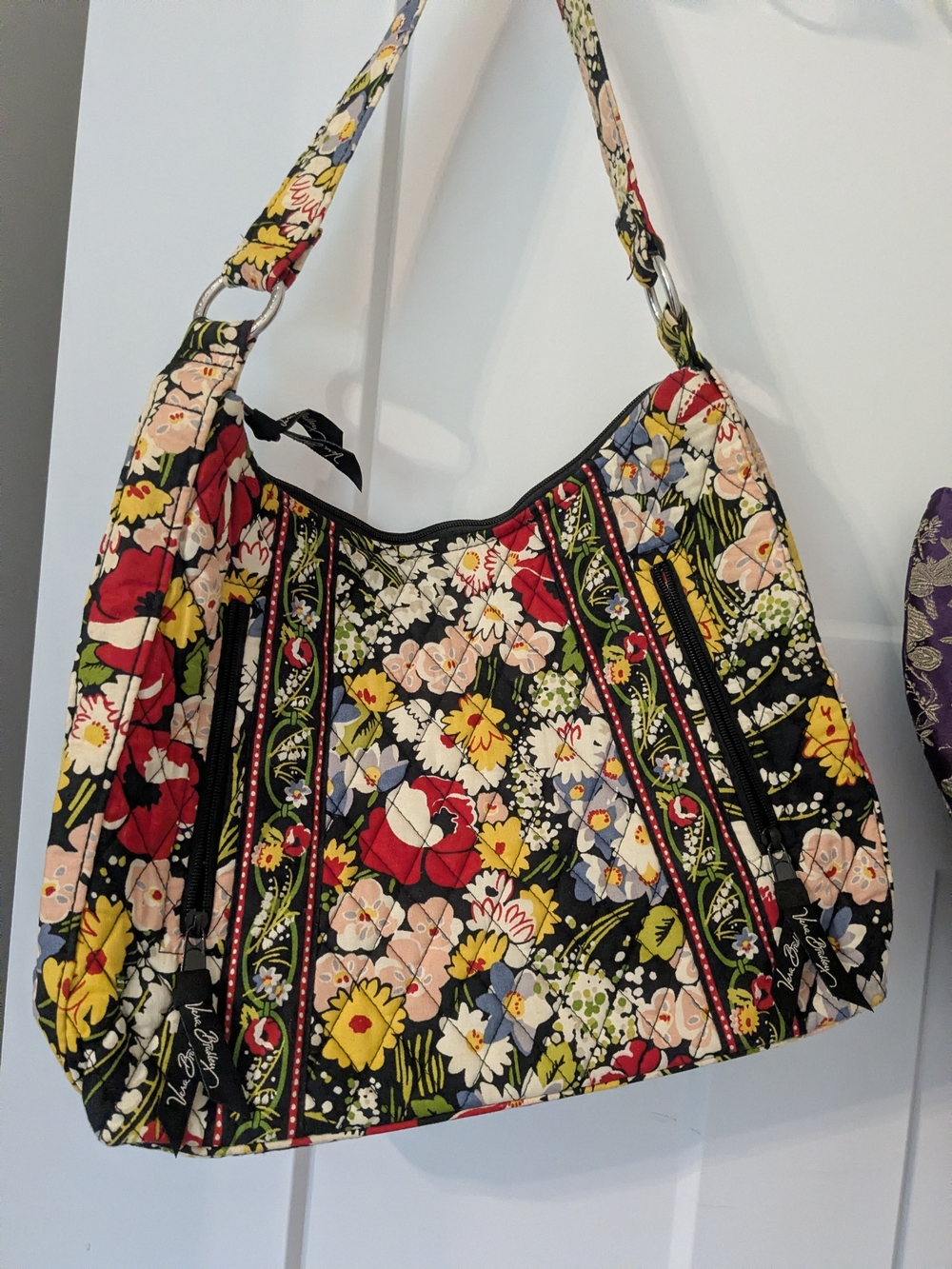 Vera Bradley Black Multi Floral Quilted Crossbody Bag
